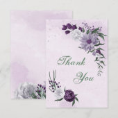 Carte De Remerciements végétation fleurie violette et blanche (Devant / Derrière)