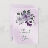 Carte De Remerciements végétation fleurie violette et blanche (Devant / Derrière)