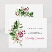 Carte De Remerciements Végétation hivernale rustique 80e anniversaire (Devant / Derrière)