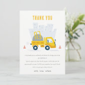 Carte De Remerciements Véhicule de construction de camion à vidange Cute  (Debout devant)