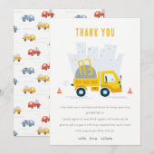 Carte De Remerciements Véhicule de construction de camion à vidange Cute  (Devant / Derrière)
