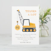 Carte De Remerciements Véhicule grue de construction mignon pour annivers (Debout devant)