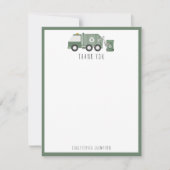 Carte De Remerciements Véhicules de camion de recyclage vert mignon pour (Devant)