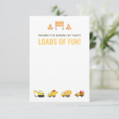 Carte De Remerciements Véhicules de construction Garçon fête d'anniversai (Debout devant)