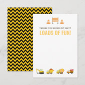 Carte De Remerciements Véhicules de construction Garçon fête d'anniversai (Devant / Derrière)