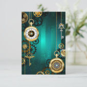 Carte De Remerciements Veille bijoux Steampunk sur un Arrière - plan vert (Debout devant)