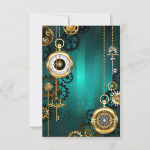 Carte De Remerciements Veille bijoux Steampunk sur un Arrière - plan vert