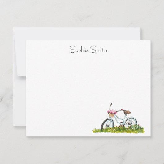 Carte De Remerciements Vélo avec panier de fleurs Notes (Devant)