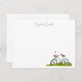 Carte De Remerciements Vélo avec panier de fleurs Notes (Devant / Derrière)