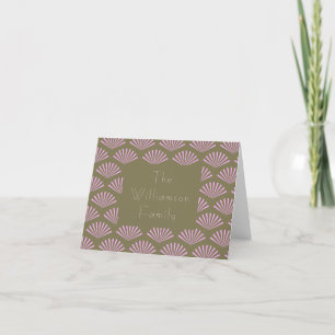 Carte De Remerciements Ventilateurs Art Déco en Olive et Lilac Nom person
