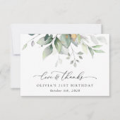 Carte De Remerciements Verdure, Eucalyptus Feuilles, Boho, Anniversaire (Devant)