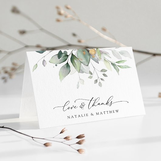 Carte De Remerciements Verdure, Feuilles d'Eucalyptus, Mariage botanique