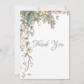 Carte De Remerciements Verdure Floral Garland Script Mariage élégant (Devant)