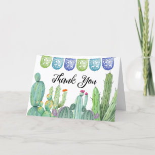 Carte De Remerciements Verdure rustique Baby shower Taco Fiesta Cactus