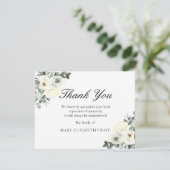 Carte De Remerciements Verdure rustique Fontaines florales blanches (Debout devant)