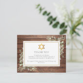 Carte De Remerciements Verdure Rustique Juive Star Or De David Funéraille (Debout devant)