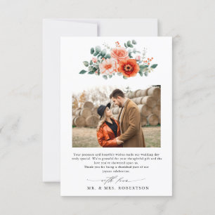 Carte De Remerciements Verona Sunset Bright Orange Moderne Mariage Floral