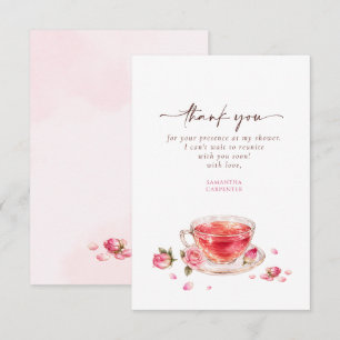 Carte De Remerciements Verre à thé tasse à thé roses baby shower