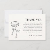 Carte De Remerciements Verre Champagne Noir Avec Fête des mariées Bow (Devant)