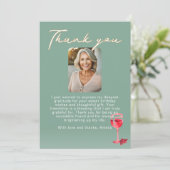 Carte De Remerciements Verre rouge photo d'anniversaire (Debout devant)