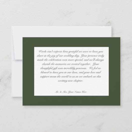 Carte De Remerciements Verre rustique & Sage Green Mariage vert (Dos)