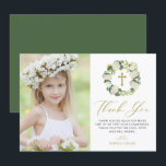 Carte De Remerciements Verrerie d'Hydrangée blanche Photo Première commun<br><div class="desc">Envoyez des remerciements à votre famille et à vos amis avec ce premier carte de remerciements de communion personnalisable. Il présente une couronne florale aquarelle de fleurs d'hydrangée blanche. Personnalisez en ajoutant vos détails et votre photo. Des invitations et d'autres articles correspondants sont disponibles.</div>