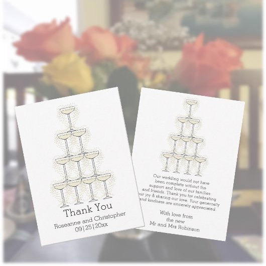 Carte De Remerciements Verres à Champagne Mariage Simple