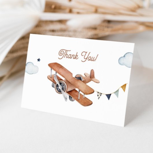 Carte De Remerciements Vers le haut et vers l'extérieur, Baby shower Vint