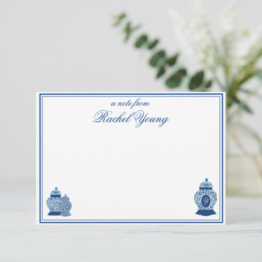 Carte De Remerciements Versailles Chinoiserie Ginger Jar Monogram Z (Debout devant)