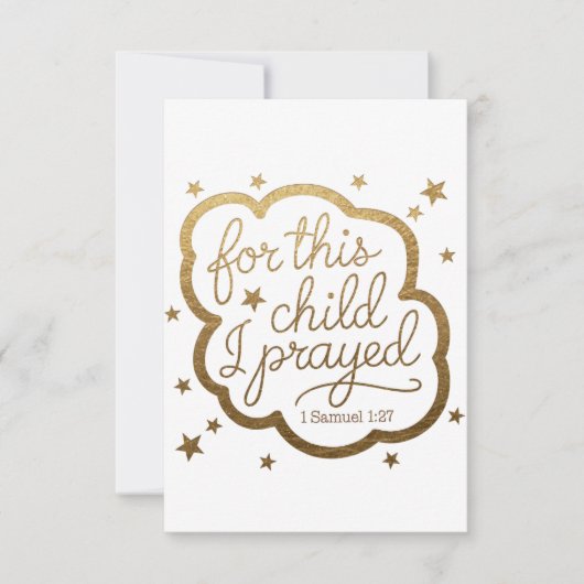 Carte De Remerciements verset biblique de 1 Samuel 1:27 (Devant)