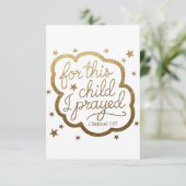 Carte De Remerciements verset biblique de 1 Samuel 1:27 (Debout devant)