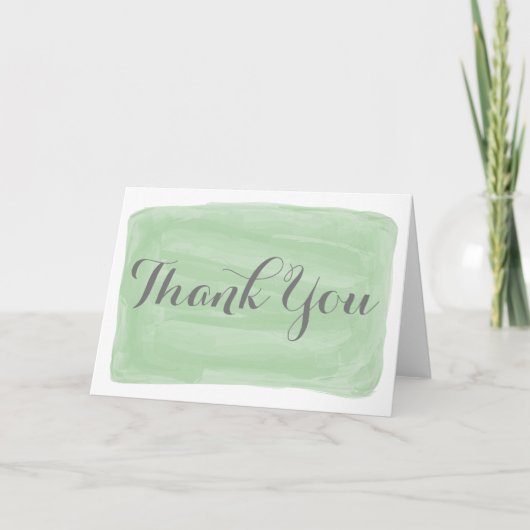 Carte de remerciements vert d'aquarelle (Devant)