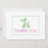 Carte de remerciements vert de chien de ballon (Devant)
