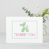 Carte de remerciements vert de chien de ballon (Debout devant)