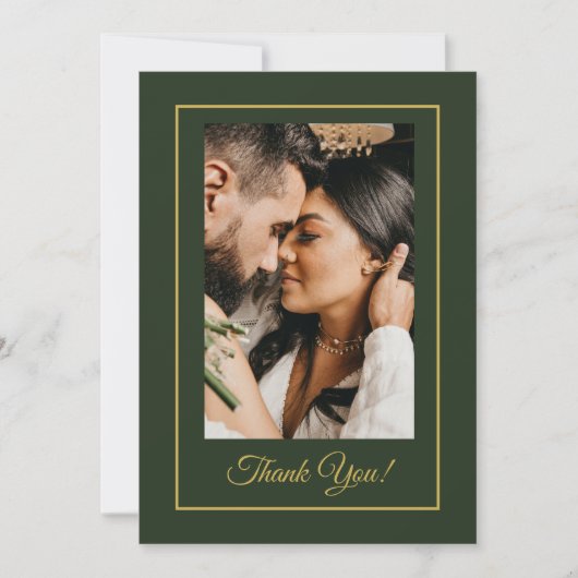 Carte de remerciements vert de la forêt Mariage de (Devant)