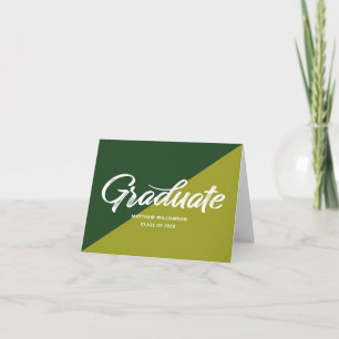 Carte De Remerciements Vert Diplômé Gras Rétro Écriture Casquette Icône S