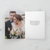 Carte De Remerciements Vert doré Noir | Photo Mariage de Noël (Intérieur)