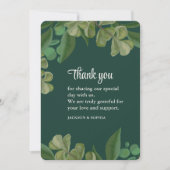 Carte De Remerciements Vert émeraude Élégante verdure rustique feuilles l (Devant)