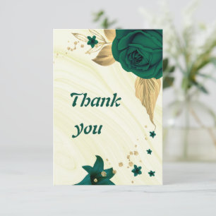 Carte De Remerciements vert émeraude floral géométrique