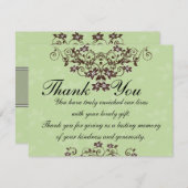 Carte de remerciements - vert et brun chocolat en (Devant / Derrière)