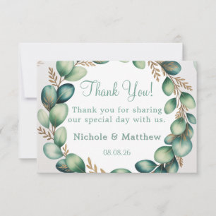 Carte De Remerciements Vert Menthe et Vert Sauge Eucalyptus Mariage