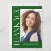 Carte De Remerciements Vert Moderne Élégant Vertical Deux Diplôme Photo (Devant)