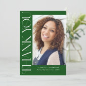 Carte De Remerciements Vert Moderne Élégant Vertical Deux Diplôme Photo (Debout devant)