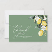 Carte De Remerciements Vert moderne Mariage de fleurs de citron (Devant)