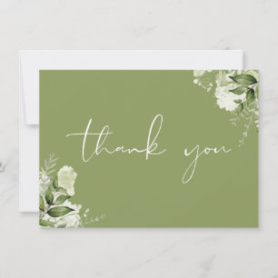Carte De Remerciements Vert mousse botanique verdure élégante script