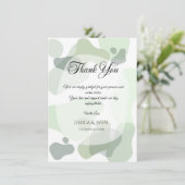 Carte De Remerciements Vert organique Mariage Abstrait géométrique (Debout devant)