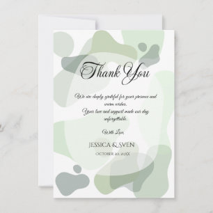 Carte De Remerciements Vert organique Mariage Abstrait géométrique