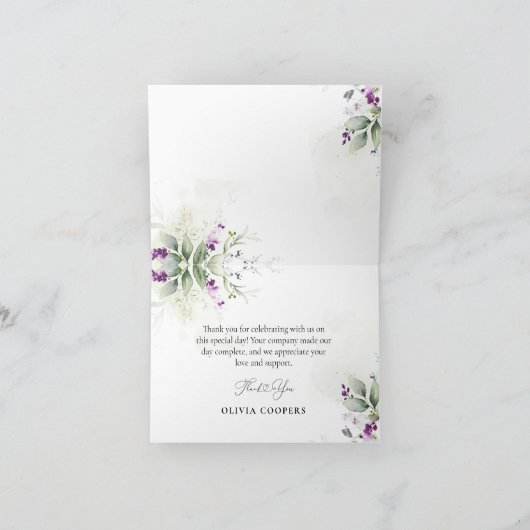 Carte de remerciements vert pourpre (Intérieur)