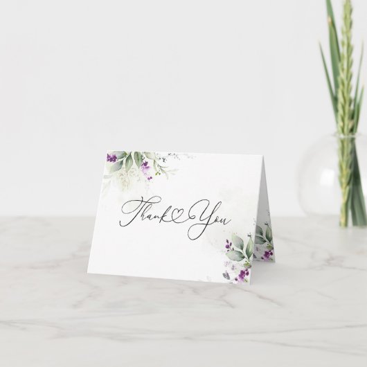 Carte de remerciements vert pourpre (Devant)