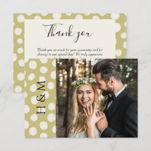 Carte De Remerciements Vert sauge Boho Photo Mariage Remerciement